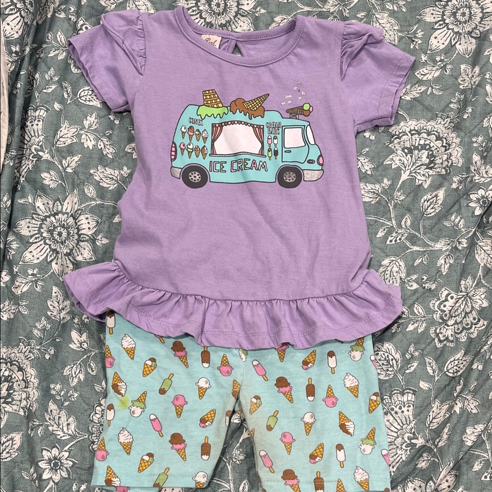 Purple Ice Cream Truck Top and Blue Ice Cream Shorts Set
